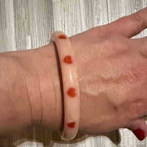 Splendette Pink Bangle with Red hearts